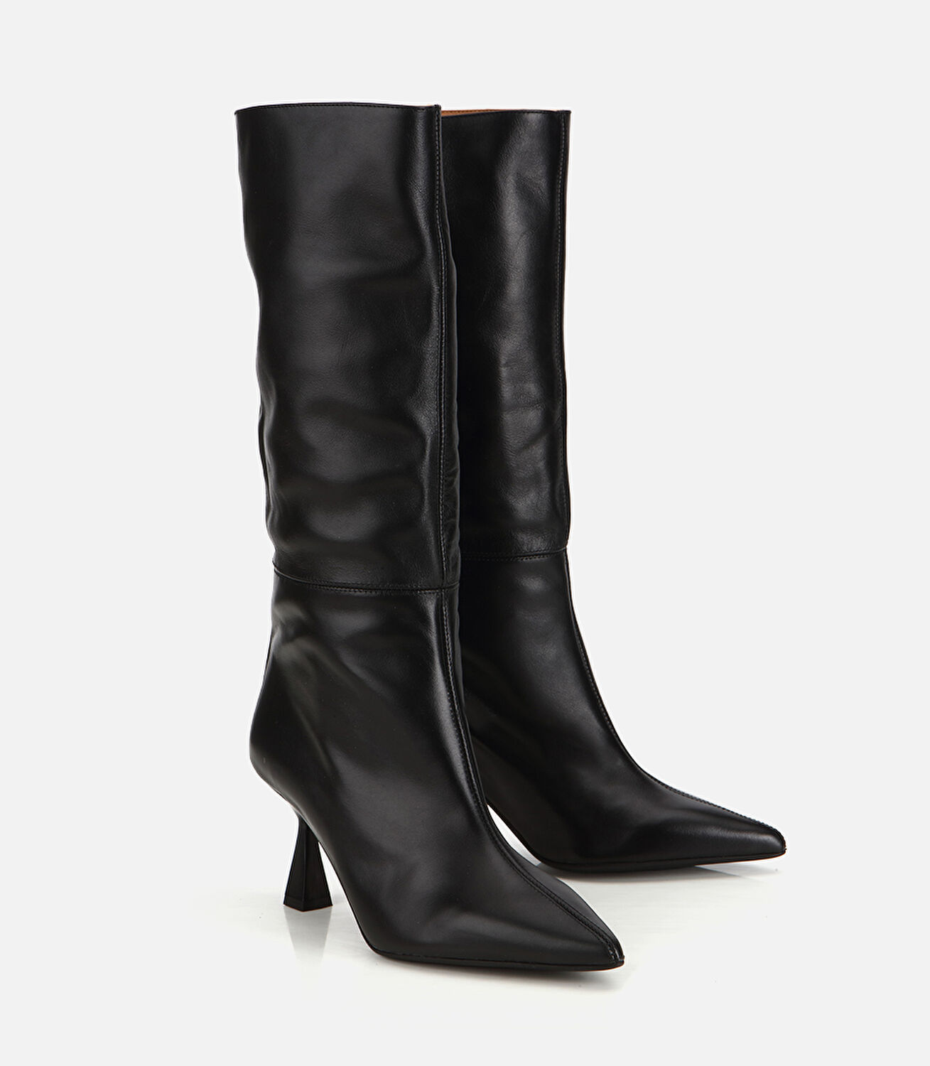 Kadın Deri Siyah İnce Topuklu Çizme