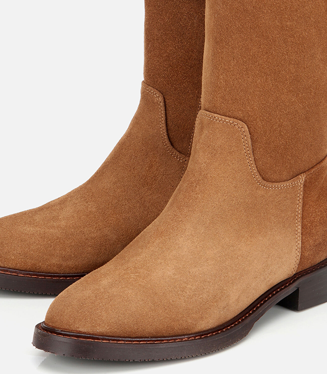 Kadın Süet Deri Taba Tokalı Binici Düz Çizme