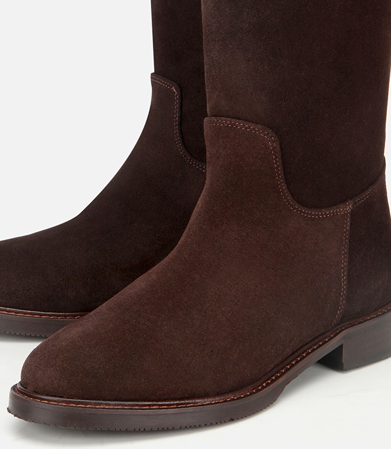 Kadın Süet Deri Kahverengi Tokalı Binici Düz Çizme