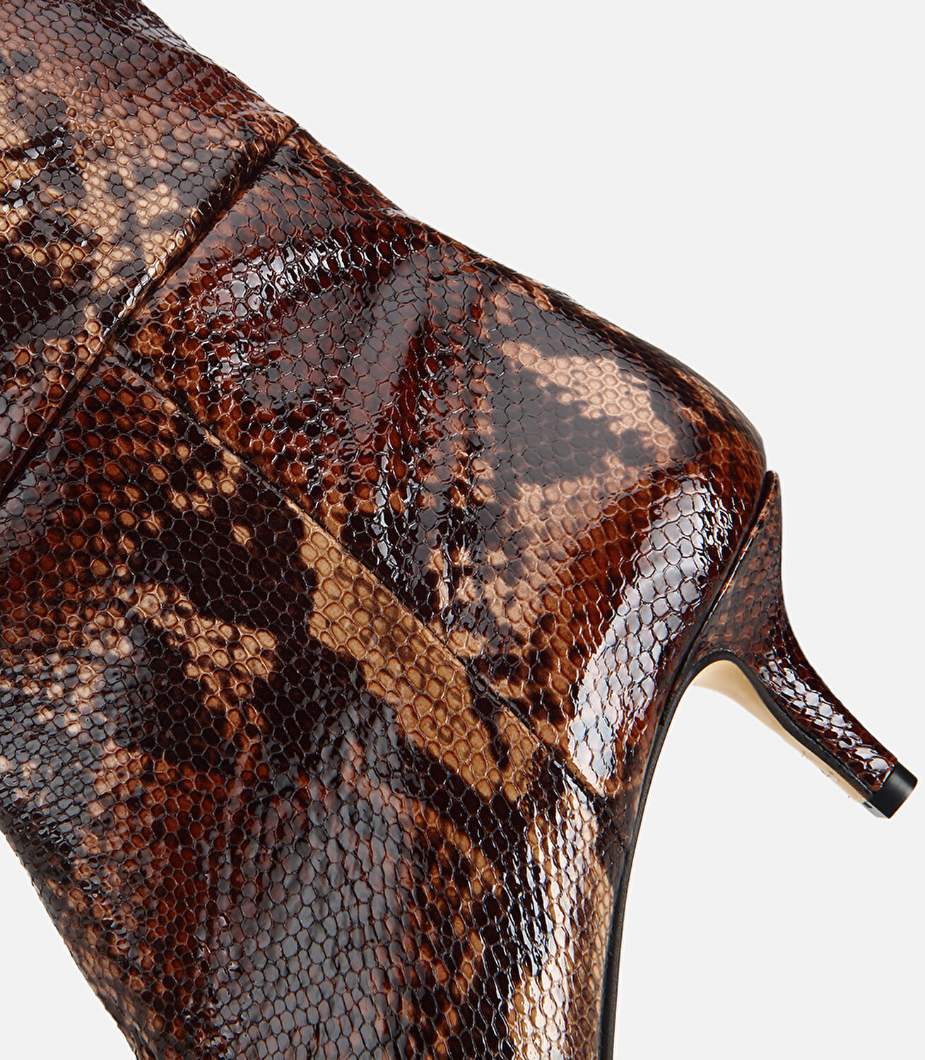 Kadın Deri Yılan Desenli Sivri Burunlu Topuklu Çizme