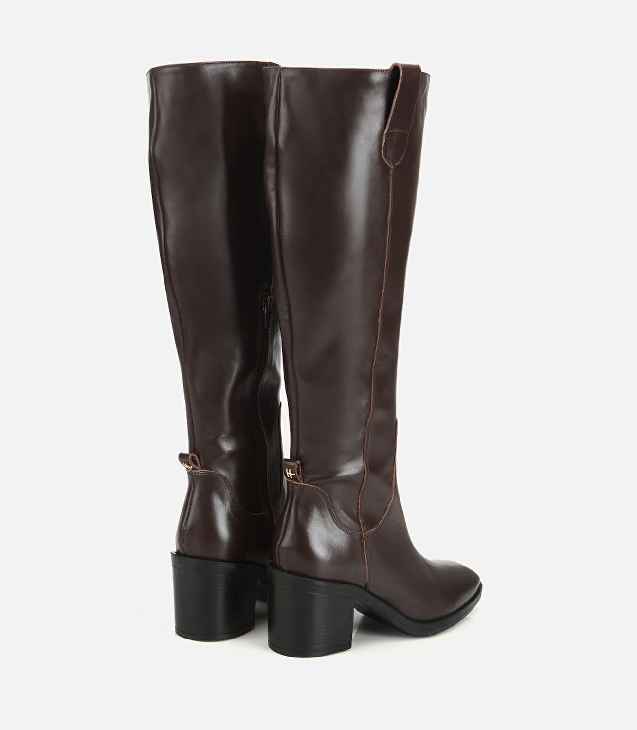 Kadın Deri Kahverengi Kalın Topuklu Çizme