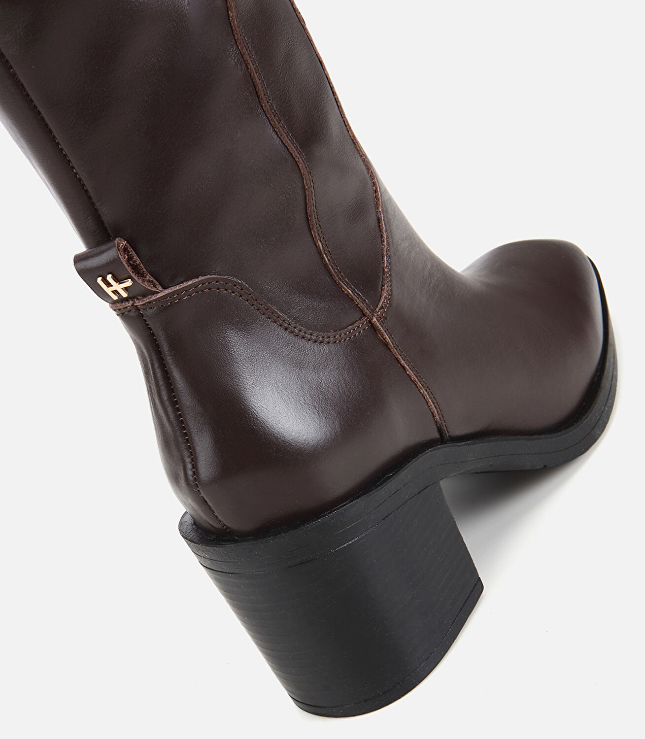 Kadın Deri Kahverengi Kalın Topuklu Çizme