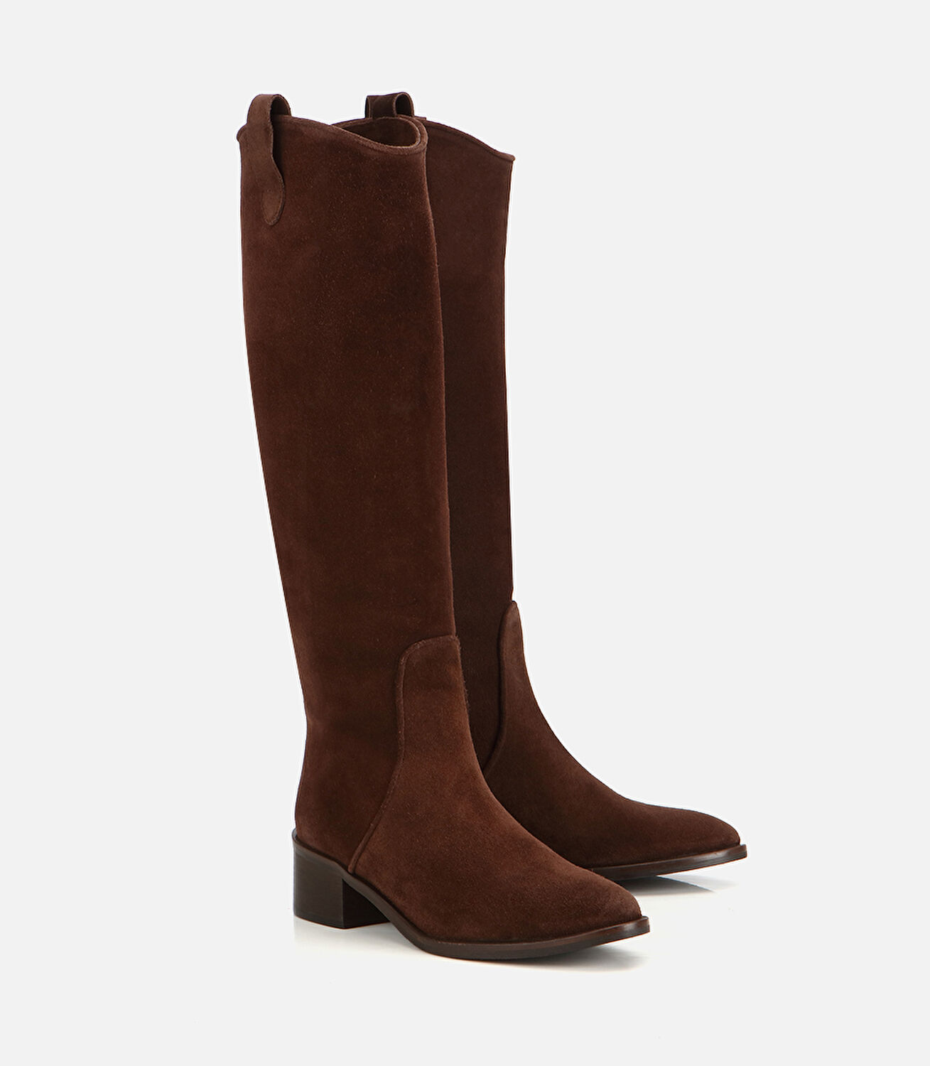 Kadın Süet Deri Kahverengi Binici Düz Çizme