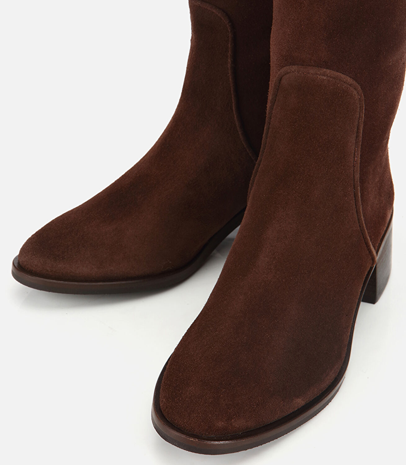 Kadın Süet Deri Kahverengi Binici Düz Çizme