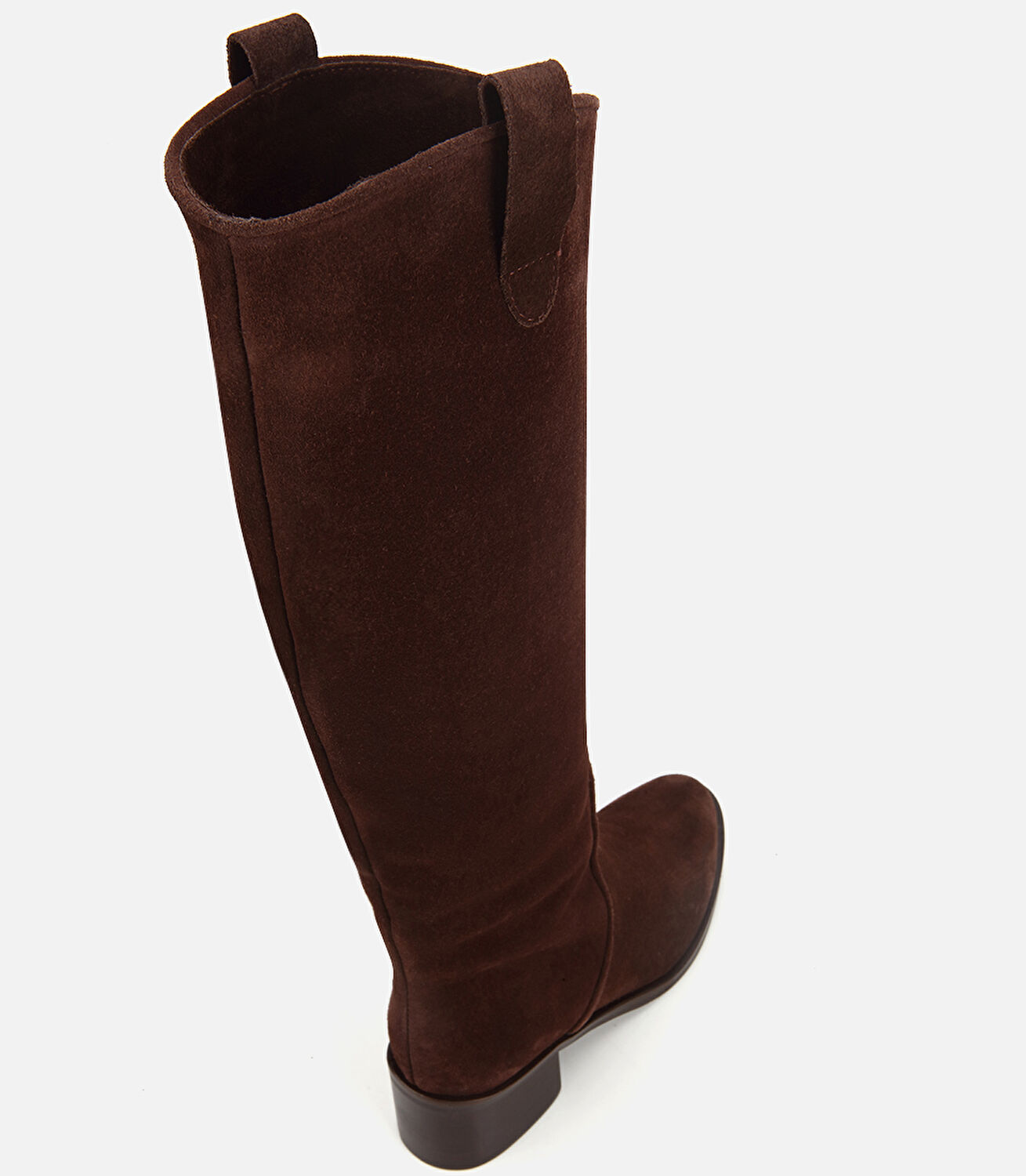 Kadın Süet Deri Kahverengi Binici Düz Çizme