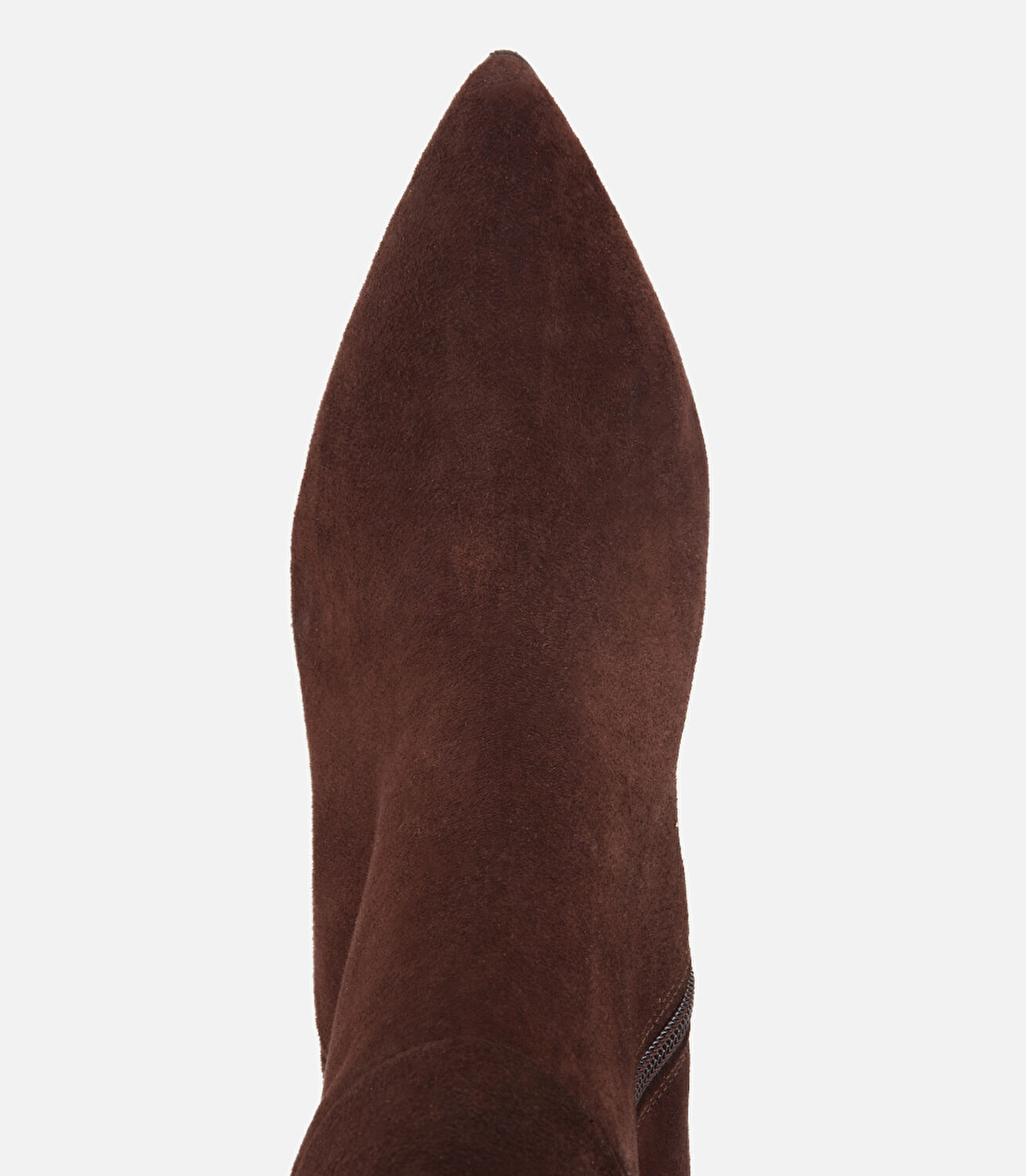 Kadın Süet Deri Kahverengi Sivri Burunlu Topuklu Çizme