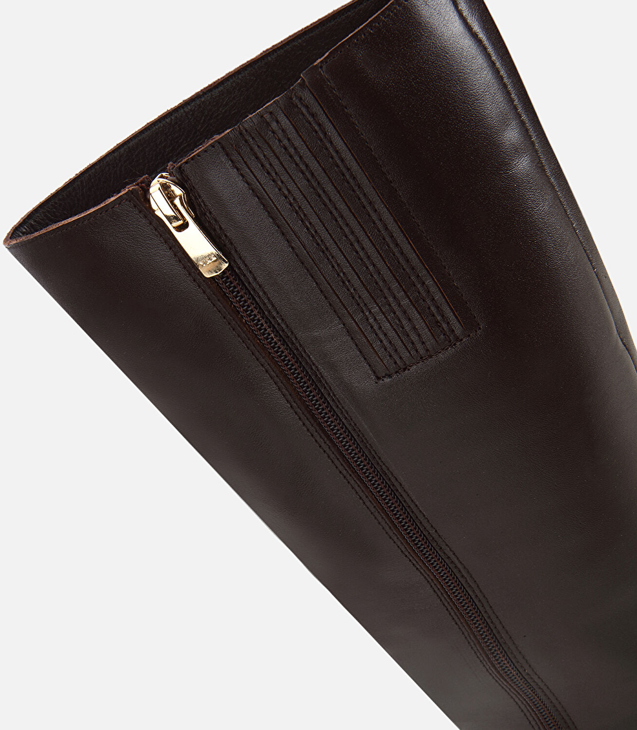 Kadın Deri Kahverengi Kalın Tabanlı Düz Çizme