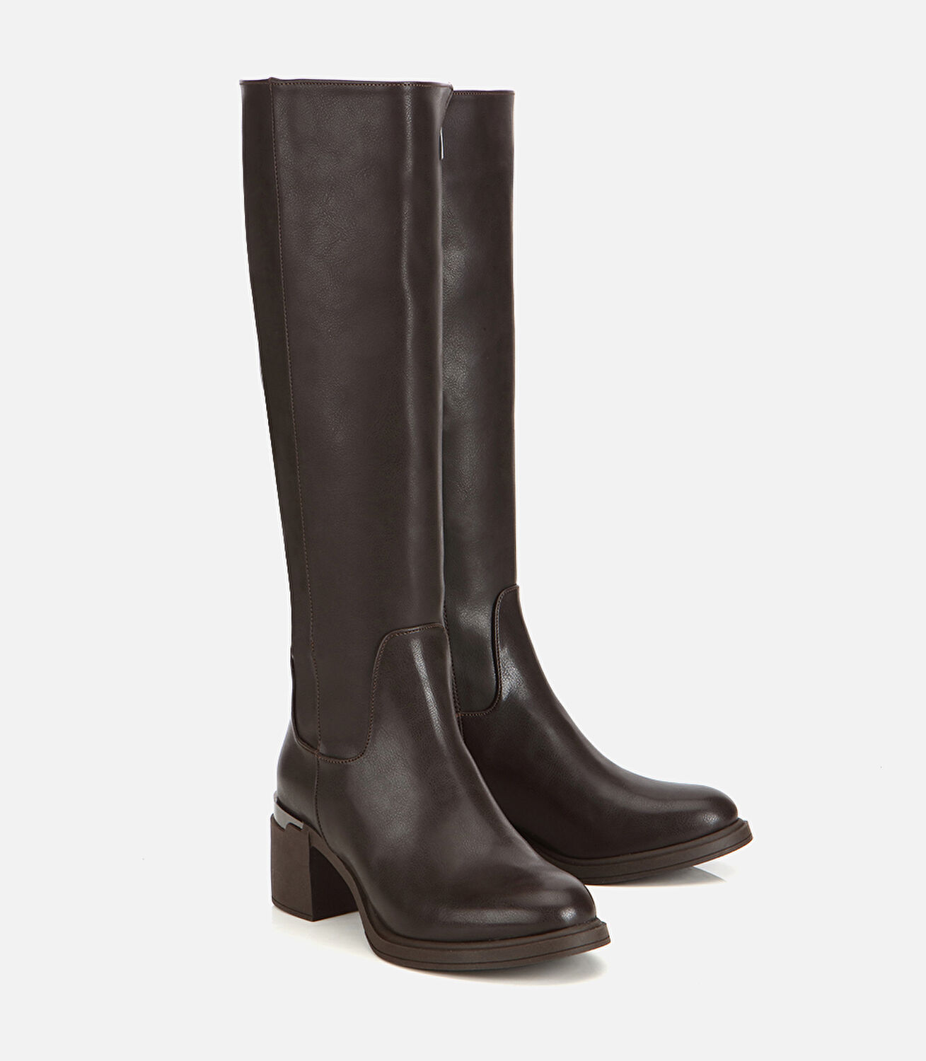 Kadın Kahverengi Metal Detaylı Topuklu Çizme