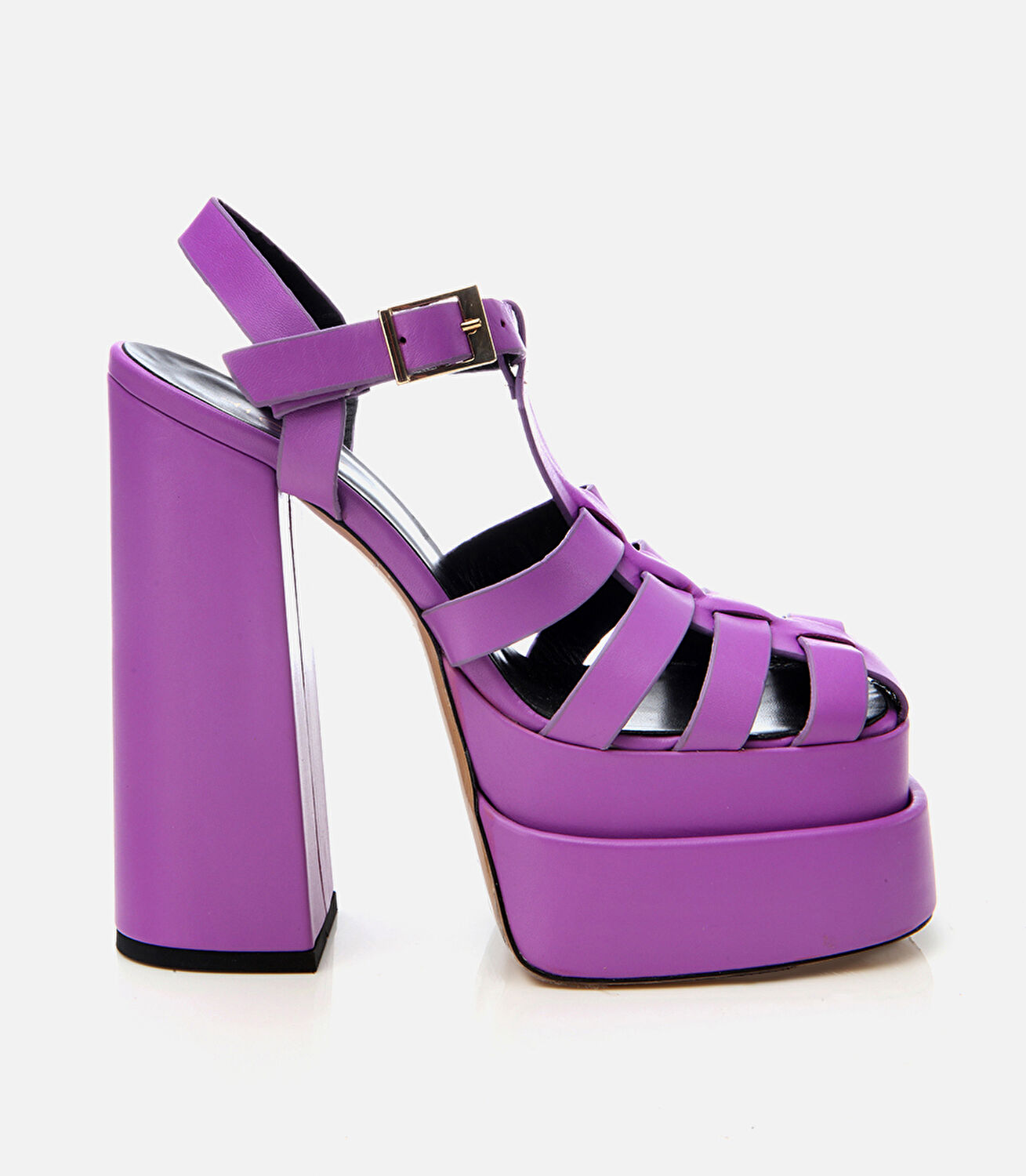 Kadın Deri Mor Topuklu Sandalet