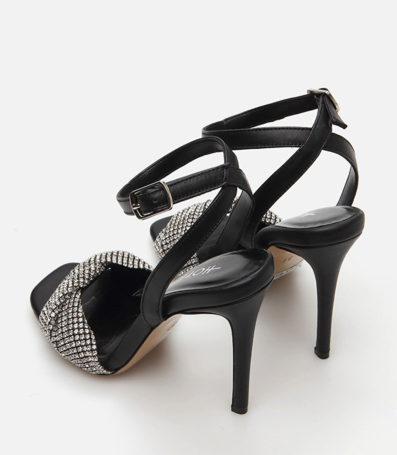 Kadın Deri Siyah Abiye Topuklu Sandalet