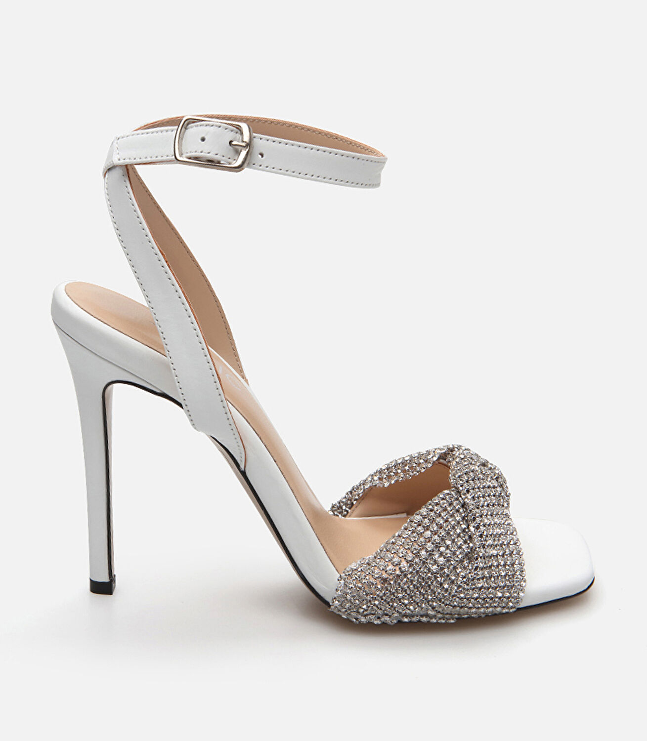 Kadın Deri Ekru Abiye Topuklu Sandalet