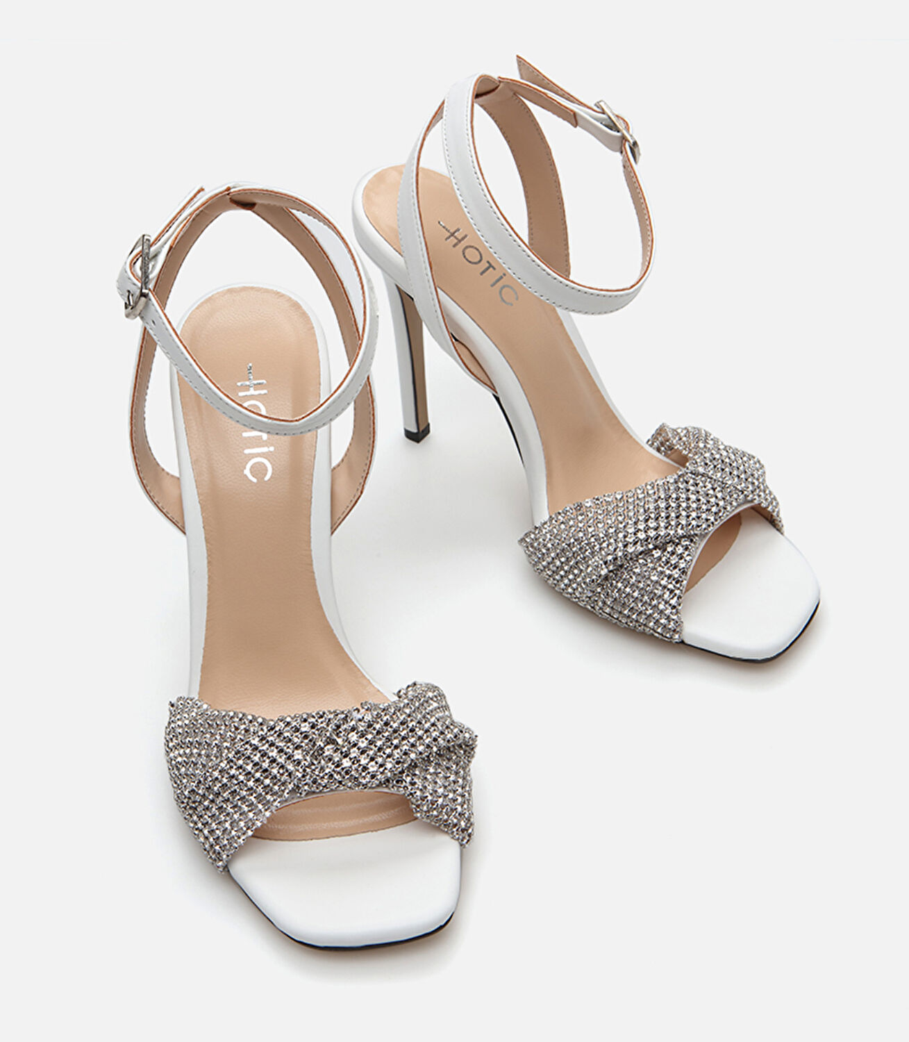 Kadın Deri Ekru Abiye Topuklu Sandalet