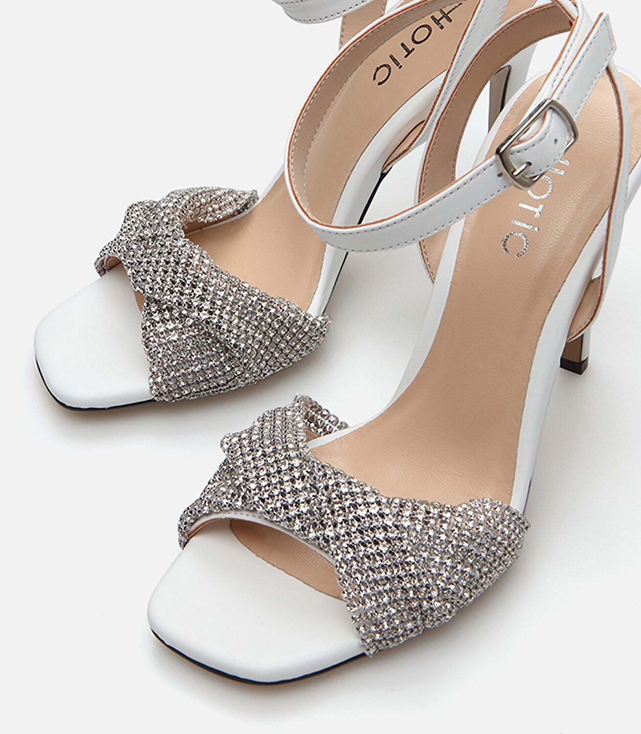 Kadın Deri Ekru Abiye Topuklu Sandalet