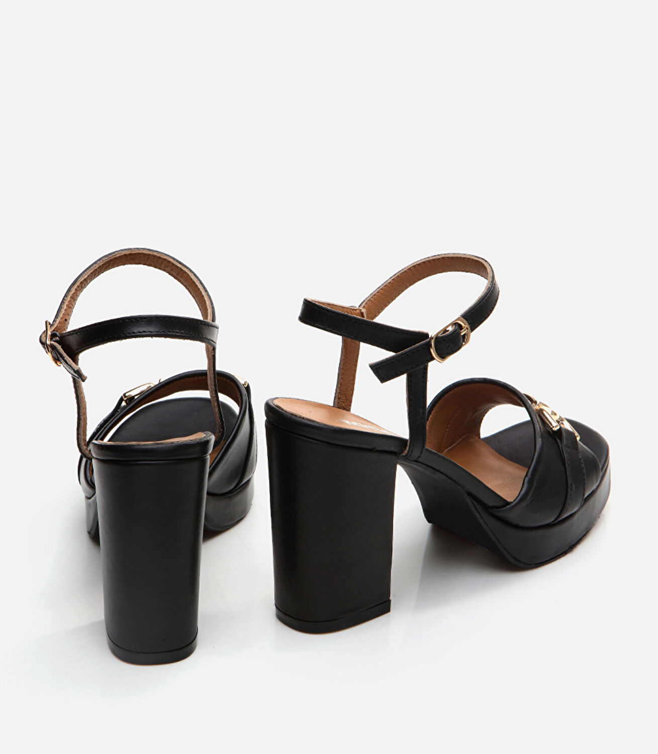 Kadın Deri Siyah Topuklu Sandalet