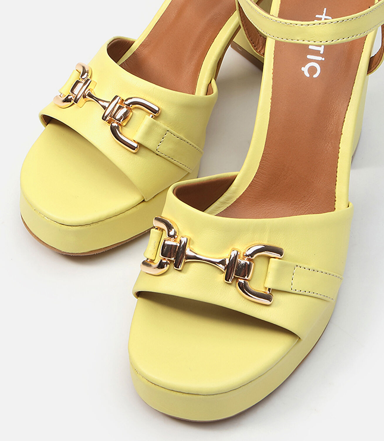 Kadın Deri Sarı Topuklu Sandalet