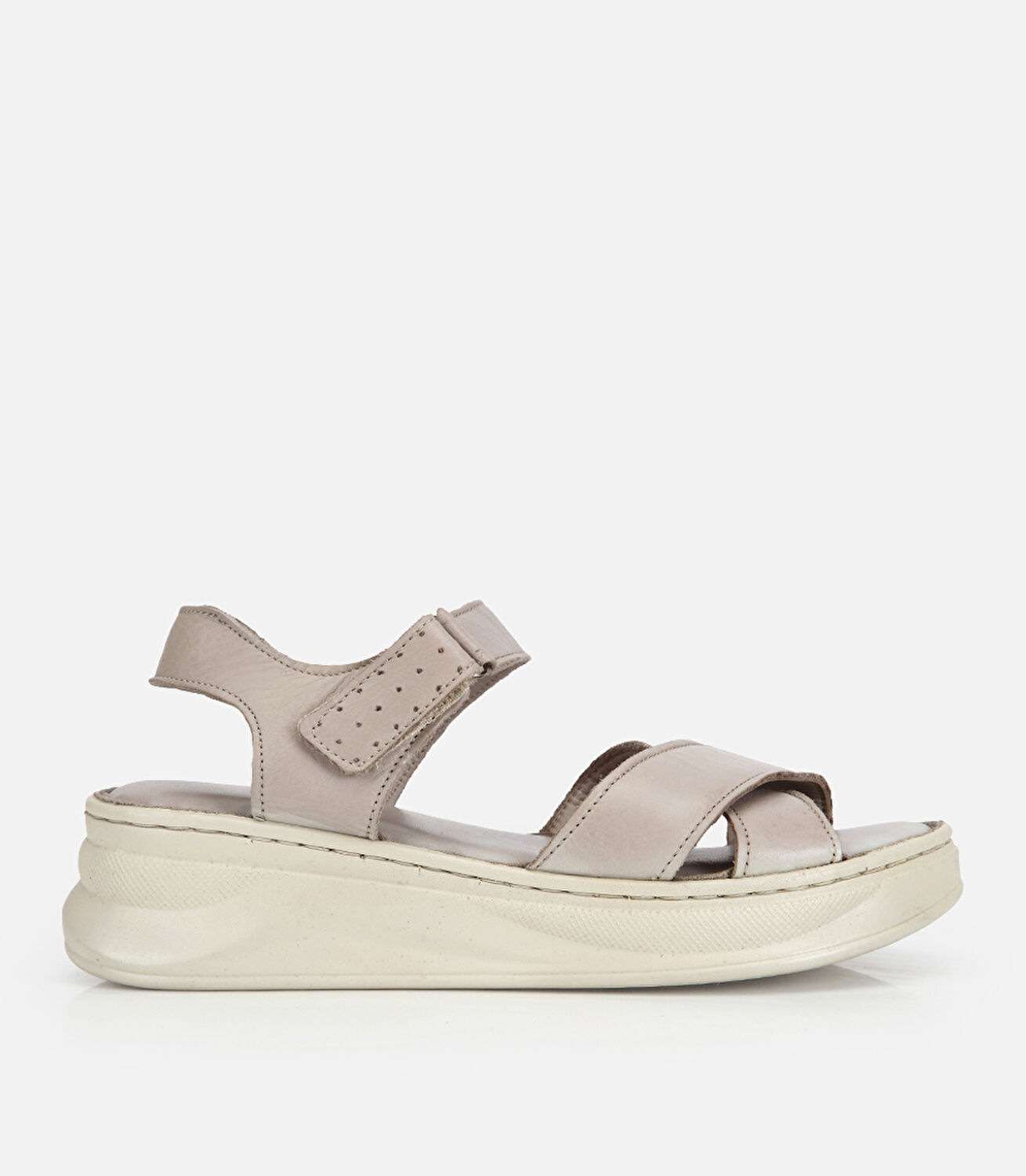 Kadın Deri Gri Yumuşak Comfort Düz Sandalet