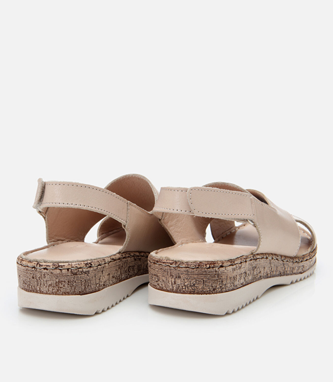 Kadın Deri Bej Ayarlanabilir Comfort Sandalet