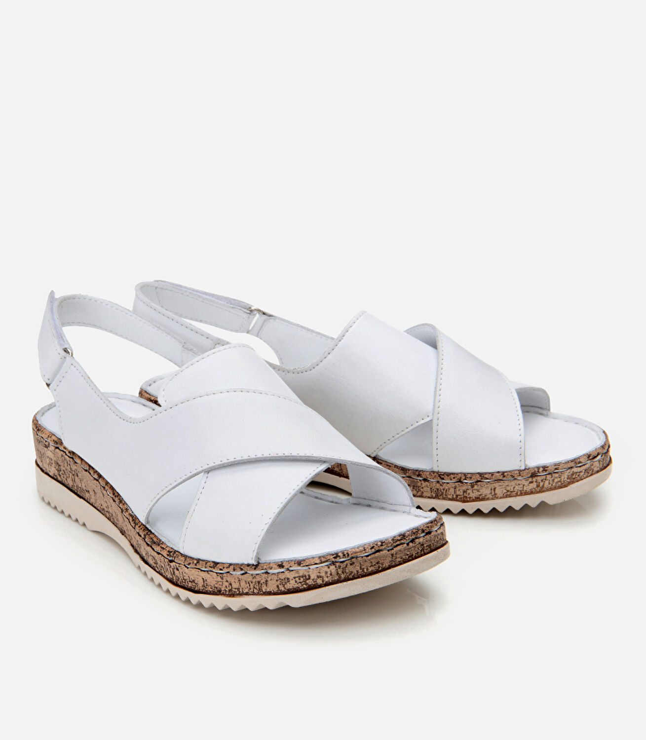Kadın Deri Beyaz Ayarlanabilir Comfort Sandalet