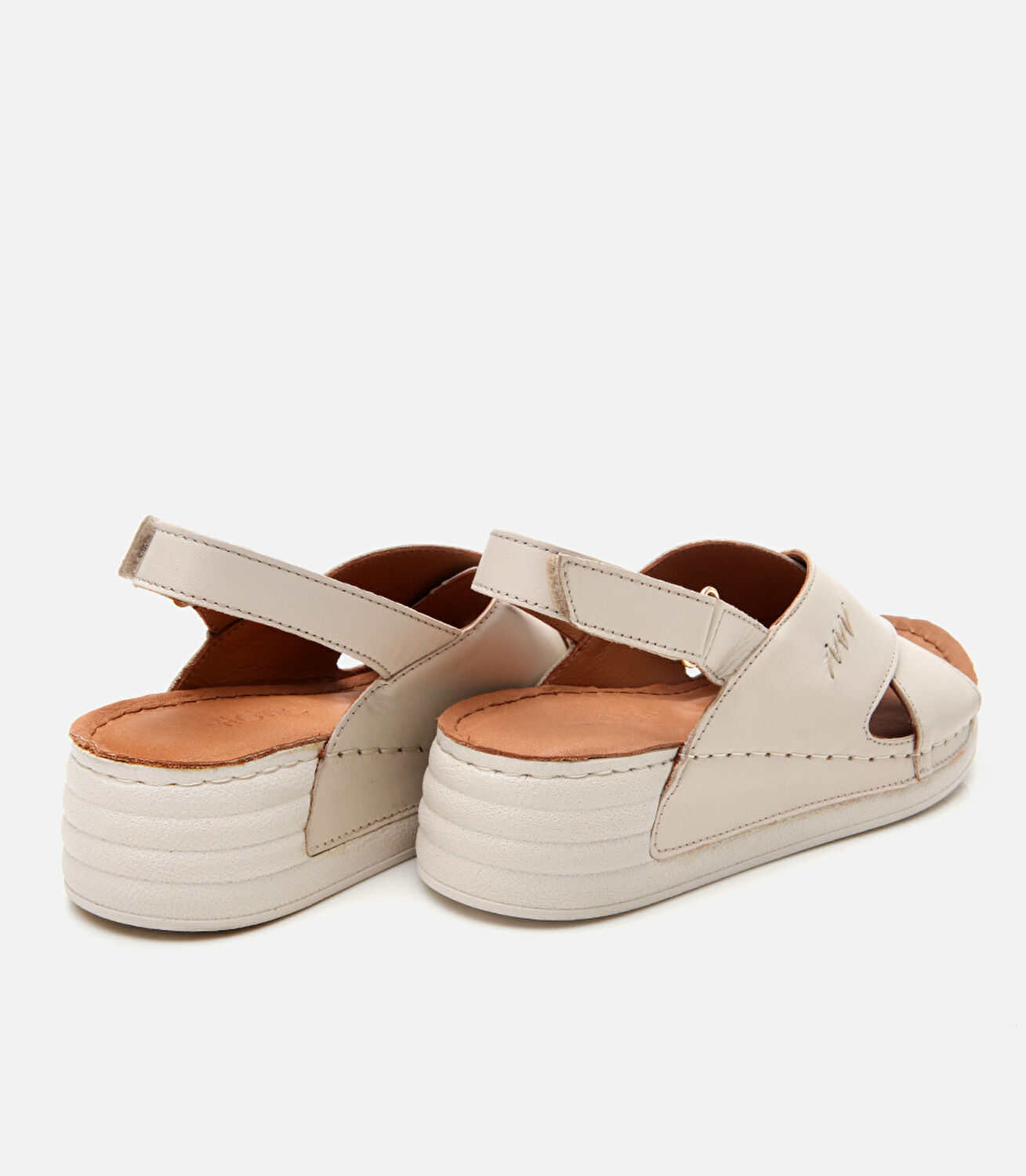 Kadın Deri Bej Ayarlanabilir Comfort Sandalet