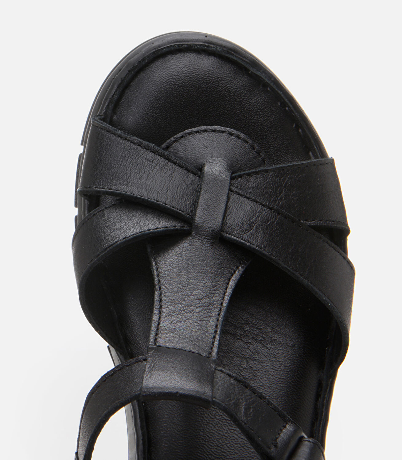 Kadın Deri Siyah Ayarlanabilir Comfort Sandalet