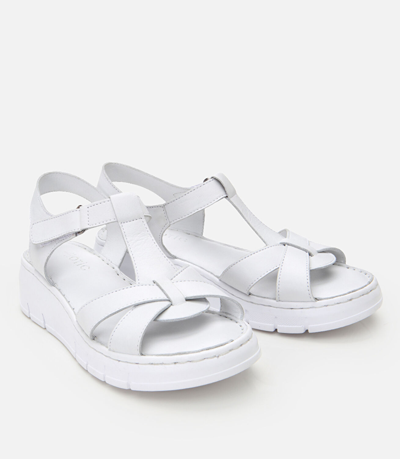 Kadın Deri Beyaz Ayarlanabilir Comfort Sandalet