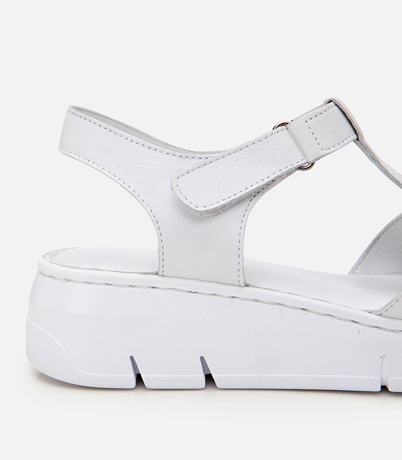 Kadın Deri Beyaz Ayarlanabilir Comfort Sandalet