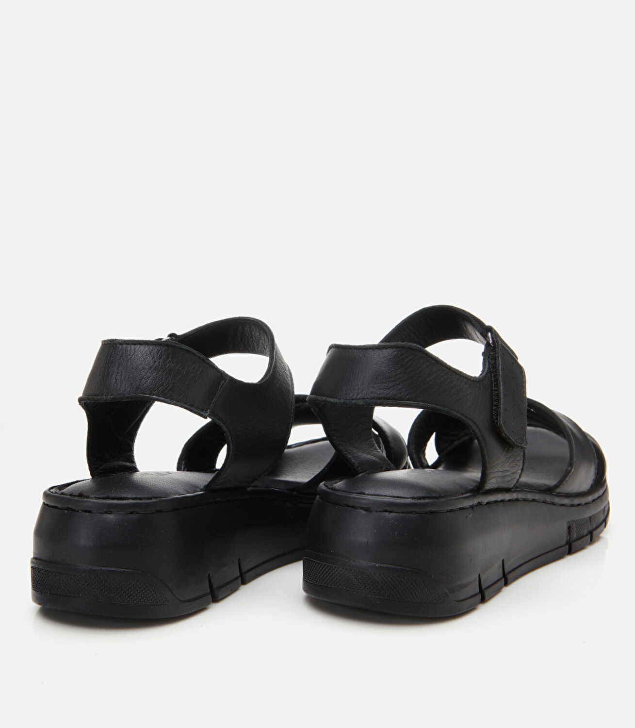 Kadın Deri Siyah Ayarlanabilir Comfort Sandalet