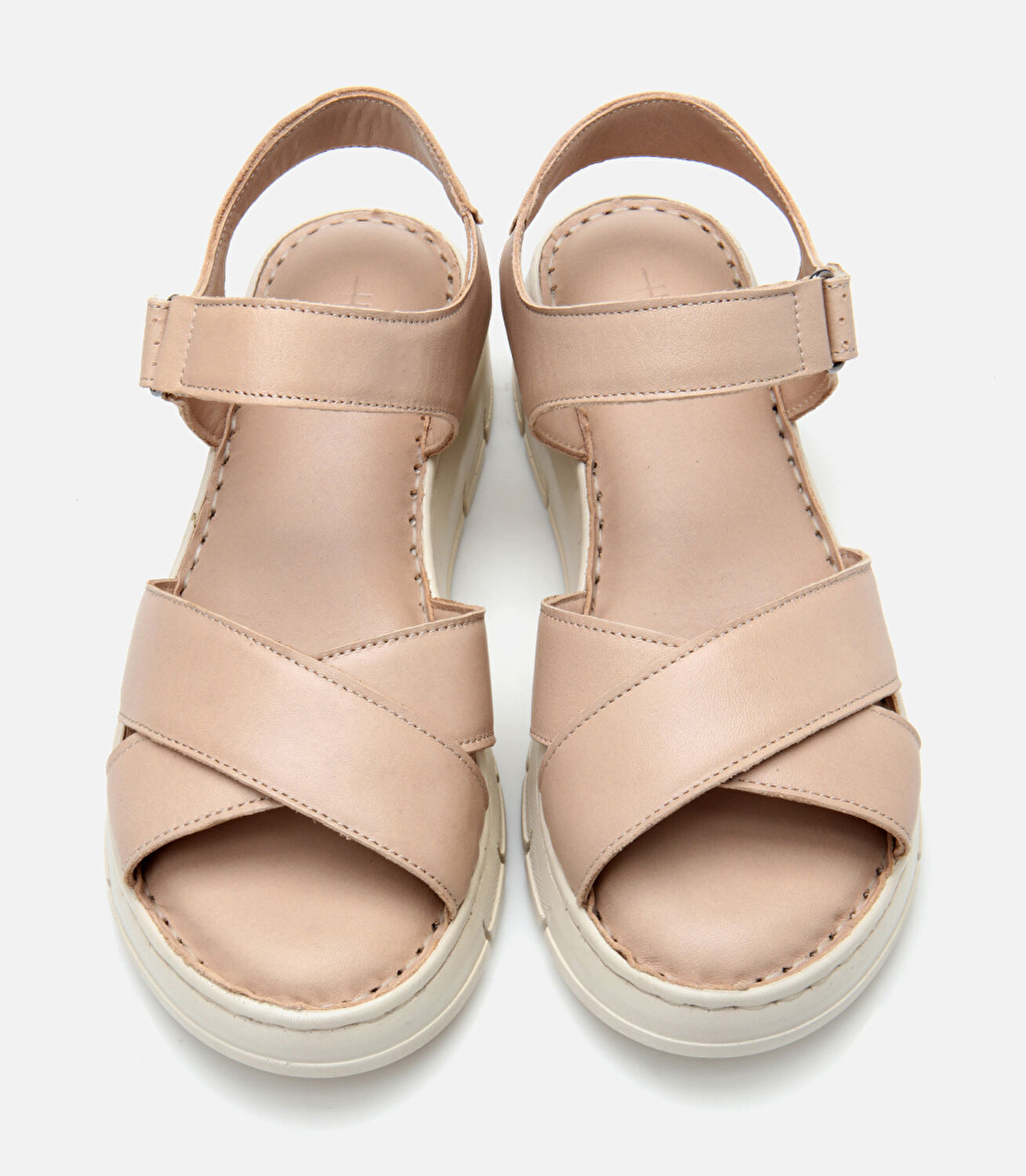 Kadın Deri Bej Ayarlanabilir Comfort Sandalet