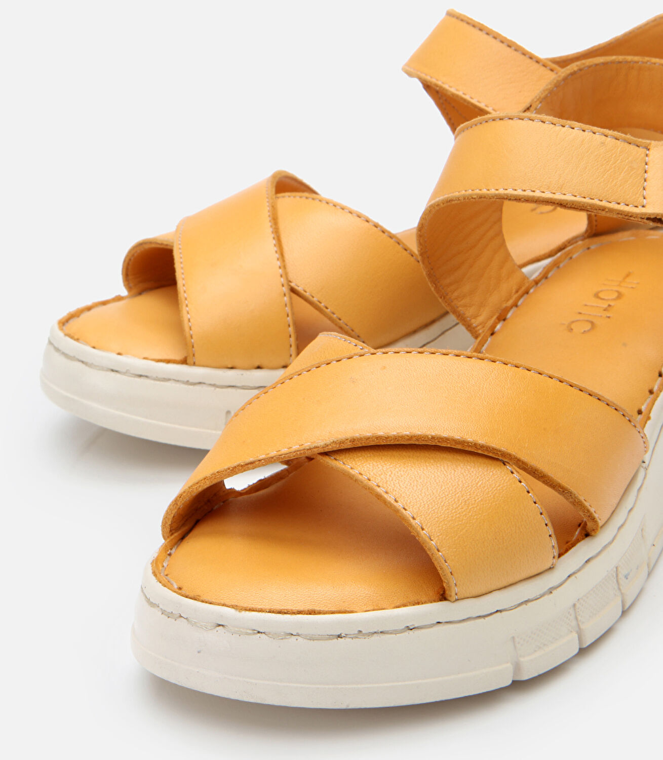 Kadın Deri Sarı Ayarlanabilir Comfort Sandalet