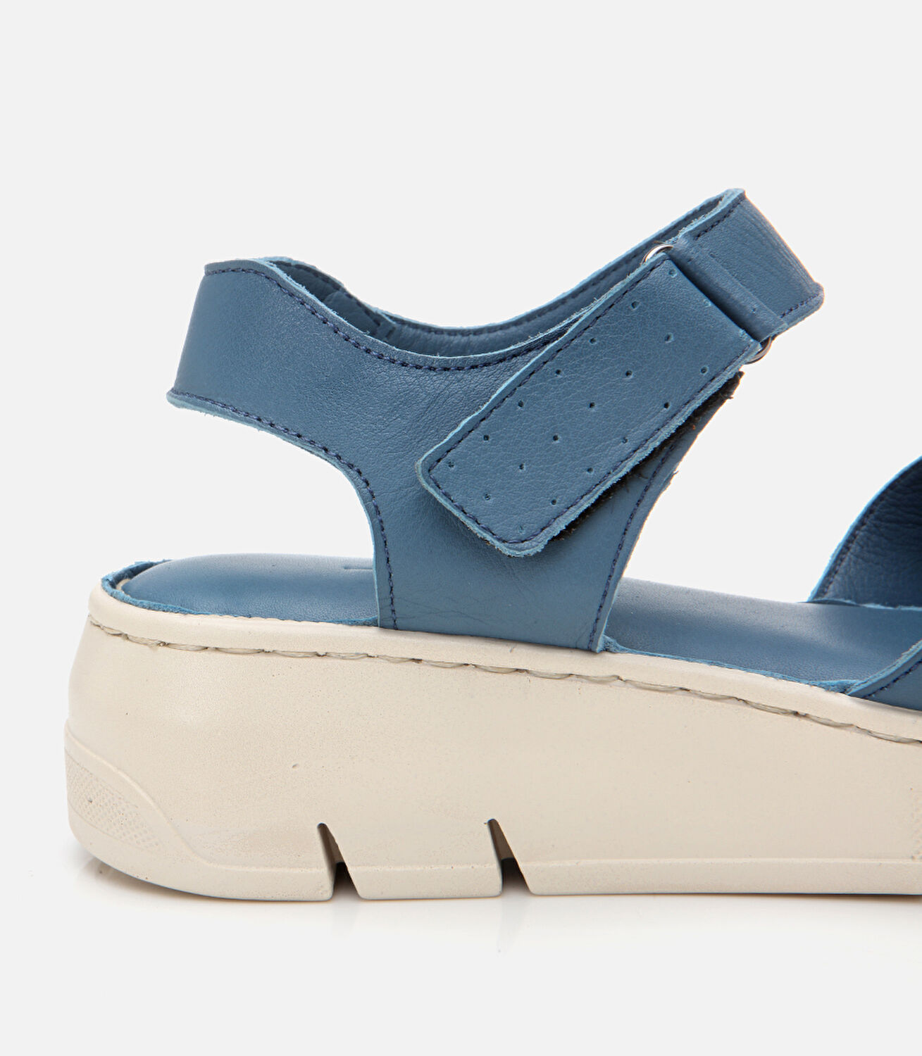 Kadın Deri Mavi Ayarlanabilir Comfort Sandalet