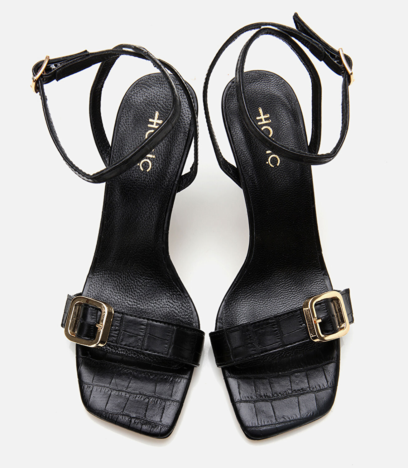 Kadın Deri Siyah Kemerli Topuklu Sandalet