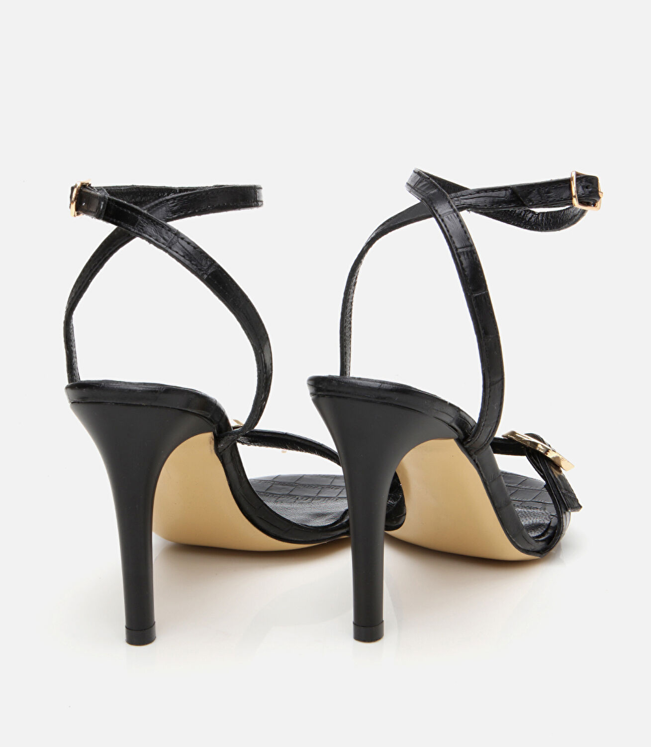 Kadın Deri Siyah Kemerli Topuklu Sandalet