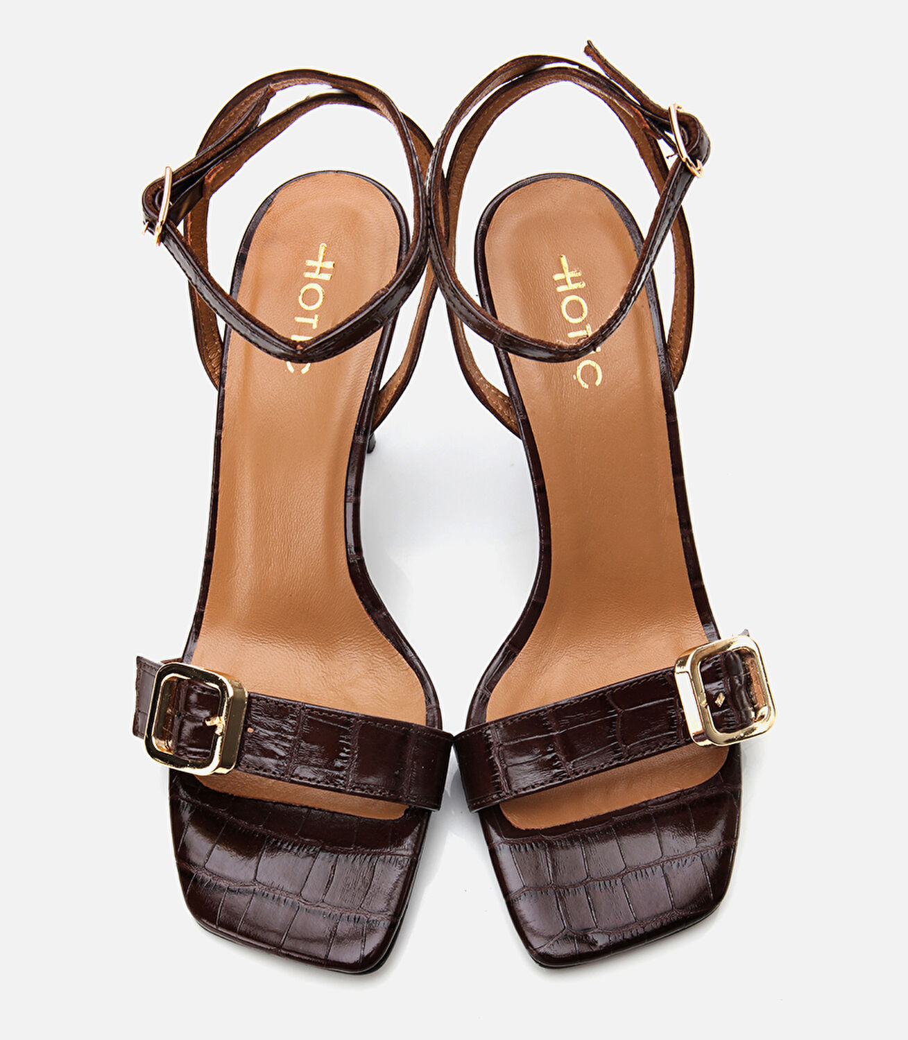 Kadın Deri Kahverengi Kemerli Topuklu Sandalet