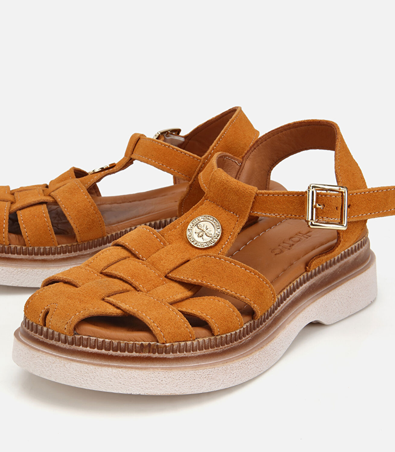 Kadın Süet Deri Sarı Comfort Düz Sandalet