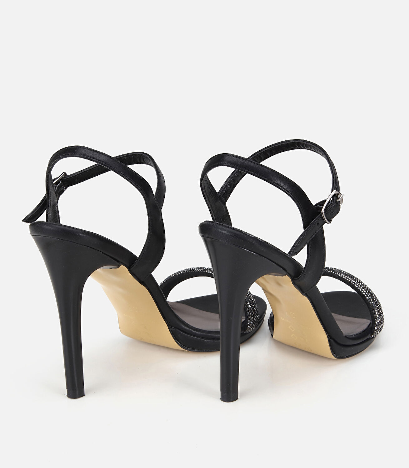 Kadın Siyah Taşlı Tek Bantlı İnce Topuklu Sandalet