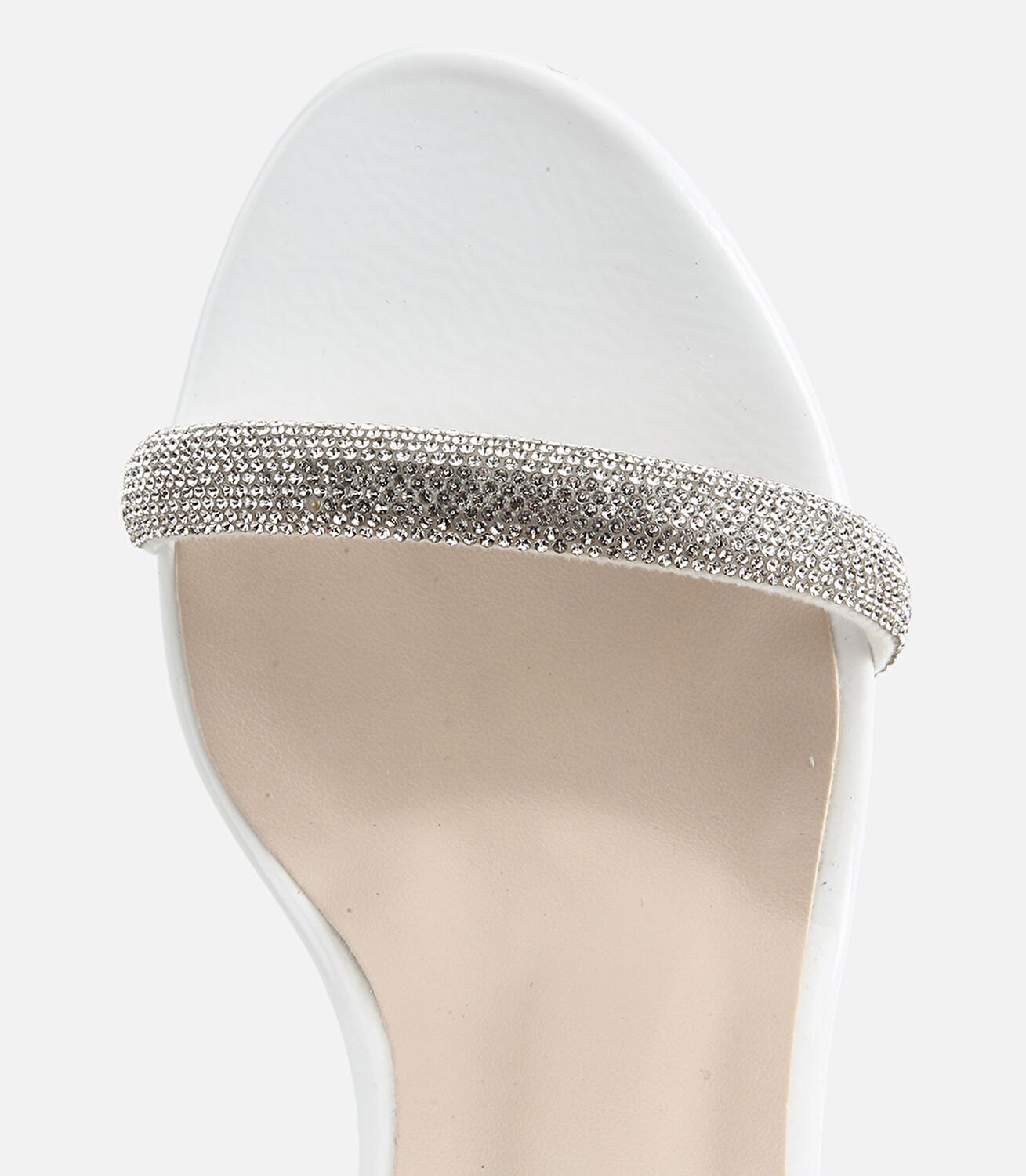 Kadın Beyaz Taş Detaylı İnce Topuklu Sandalet