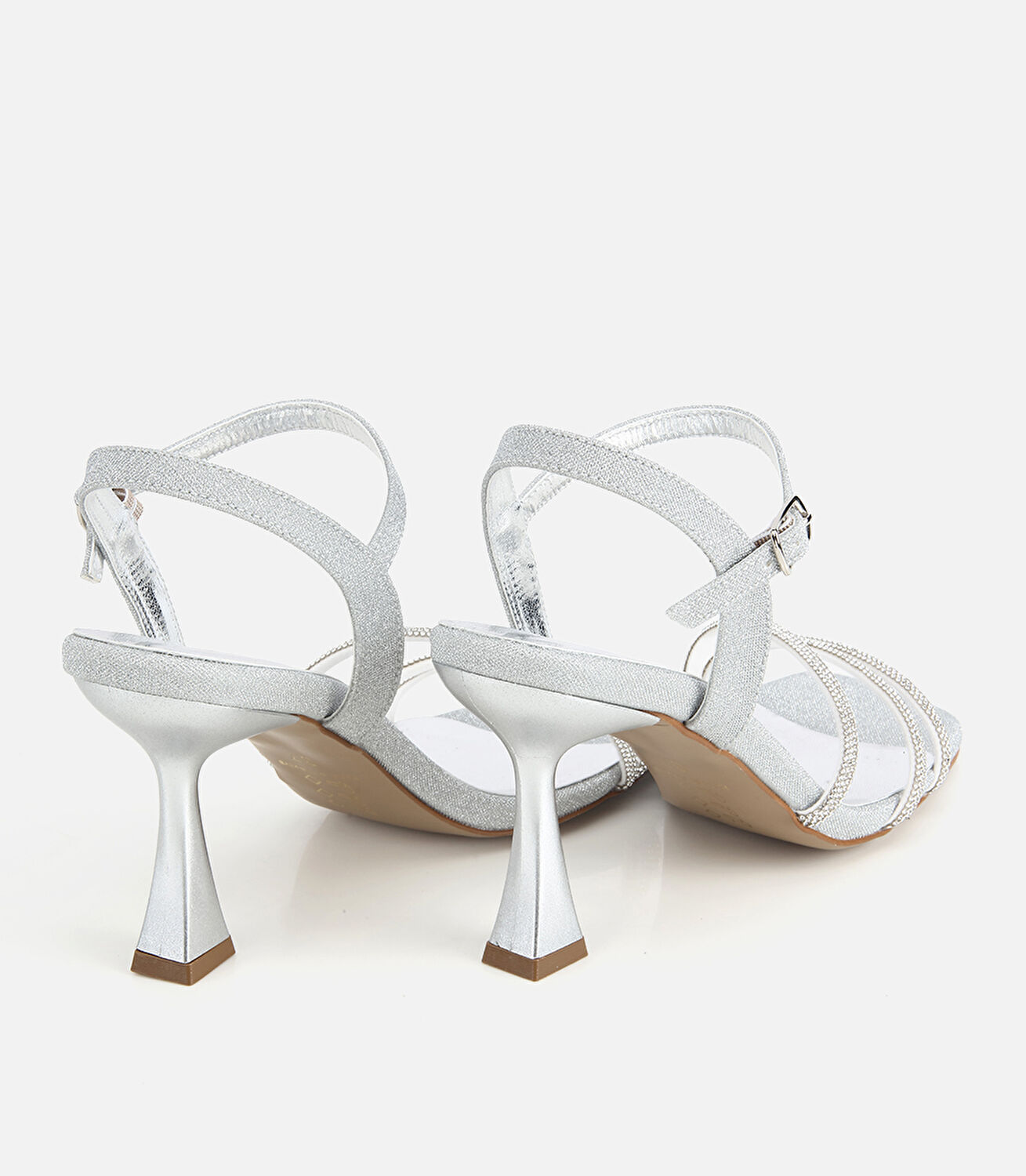 Kadın Lame Taş Detaylı Topuklu Sandalet