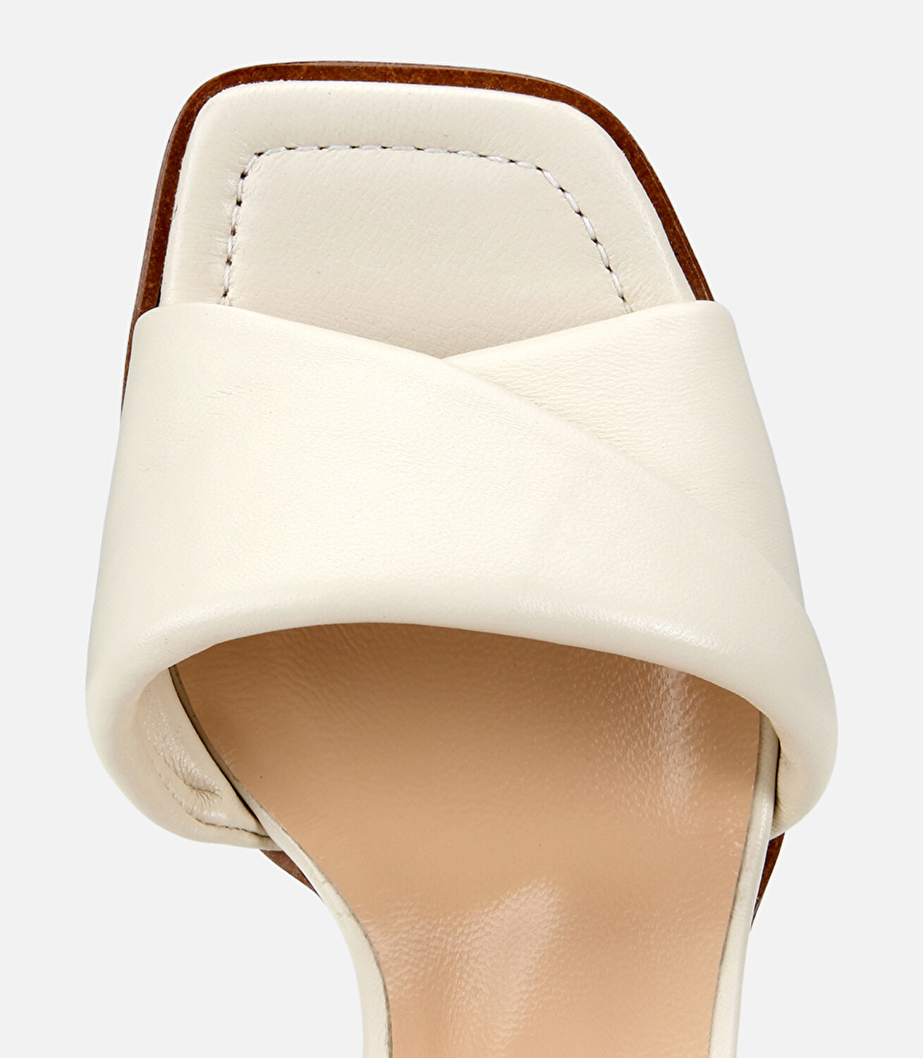 Kadın Deri Kemik Küt Burunlu Topuklu Sandalet
