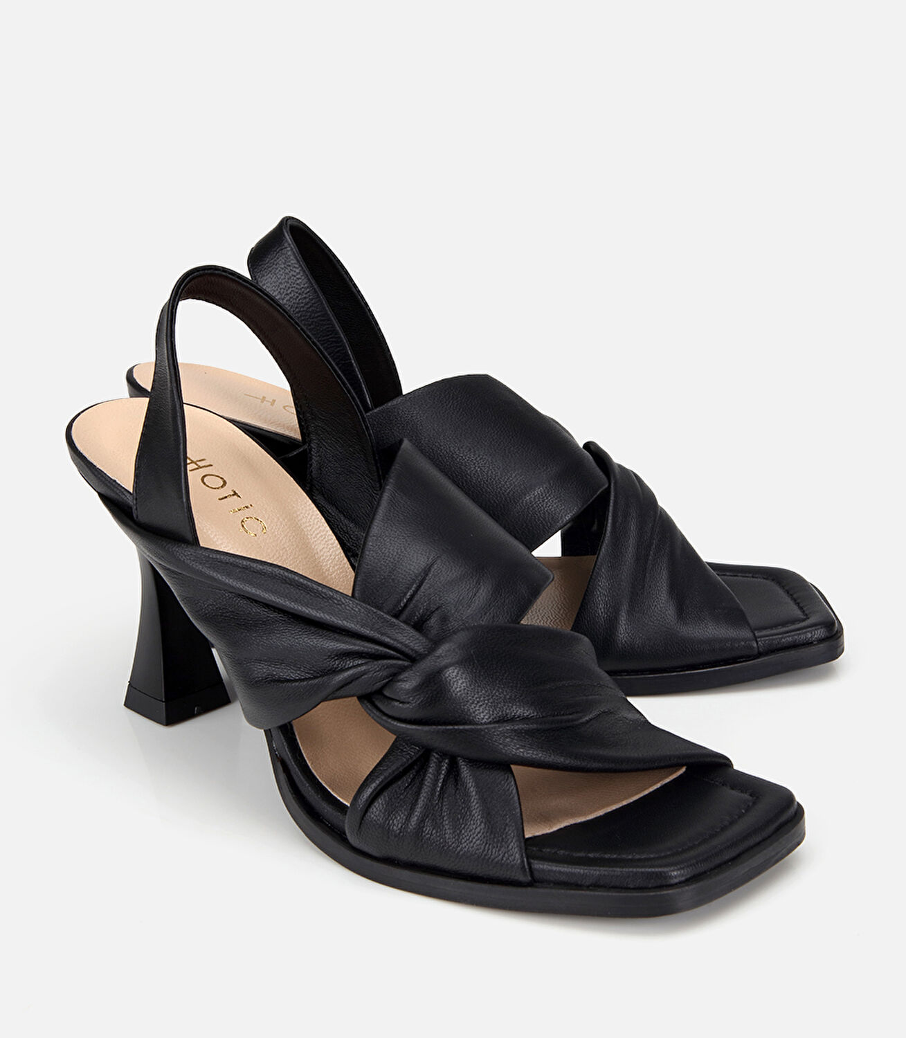 Kadın Deri Siyah Arkası Açık Topuklu Sandalet