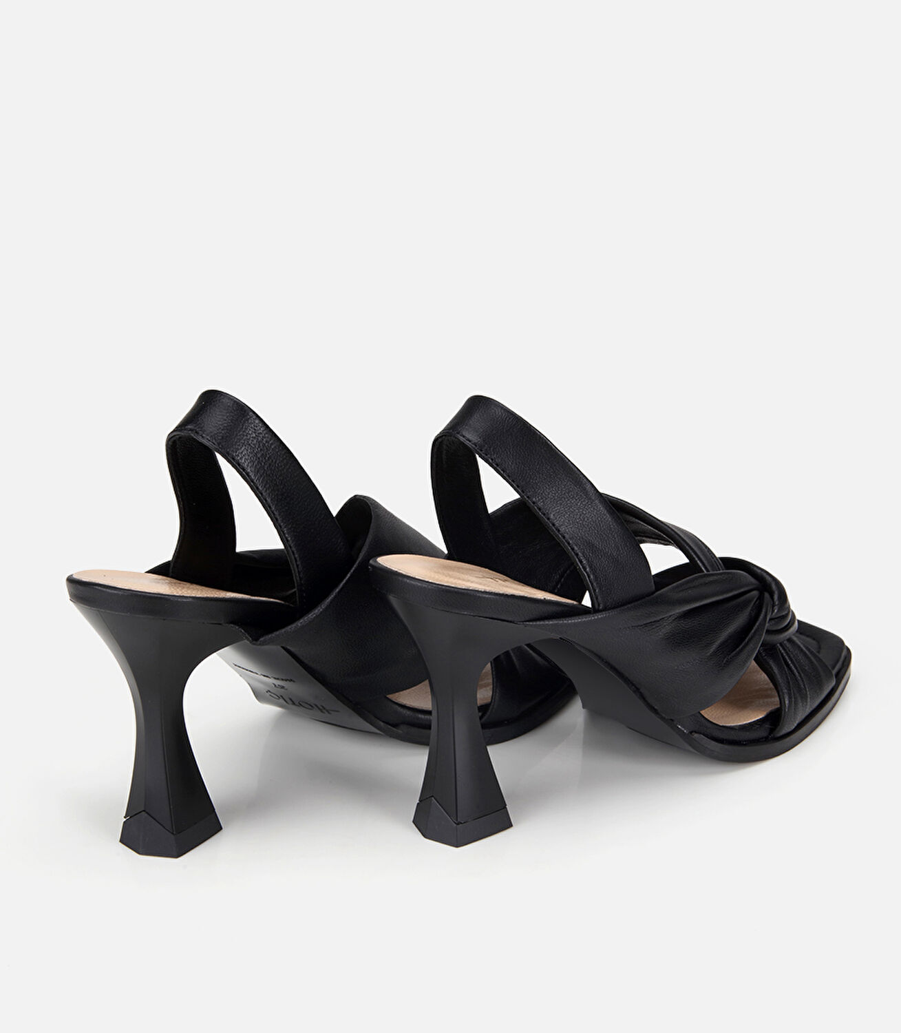 Kadın Deri Siyah Arkası Açık Topuklu Sandalet