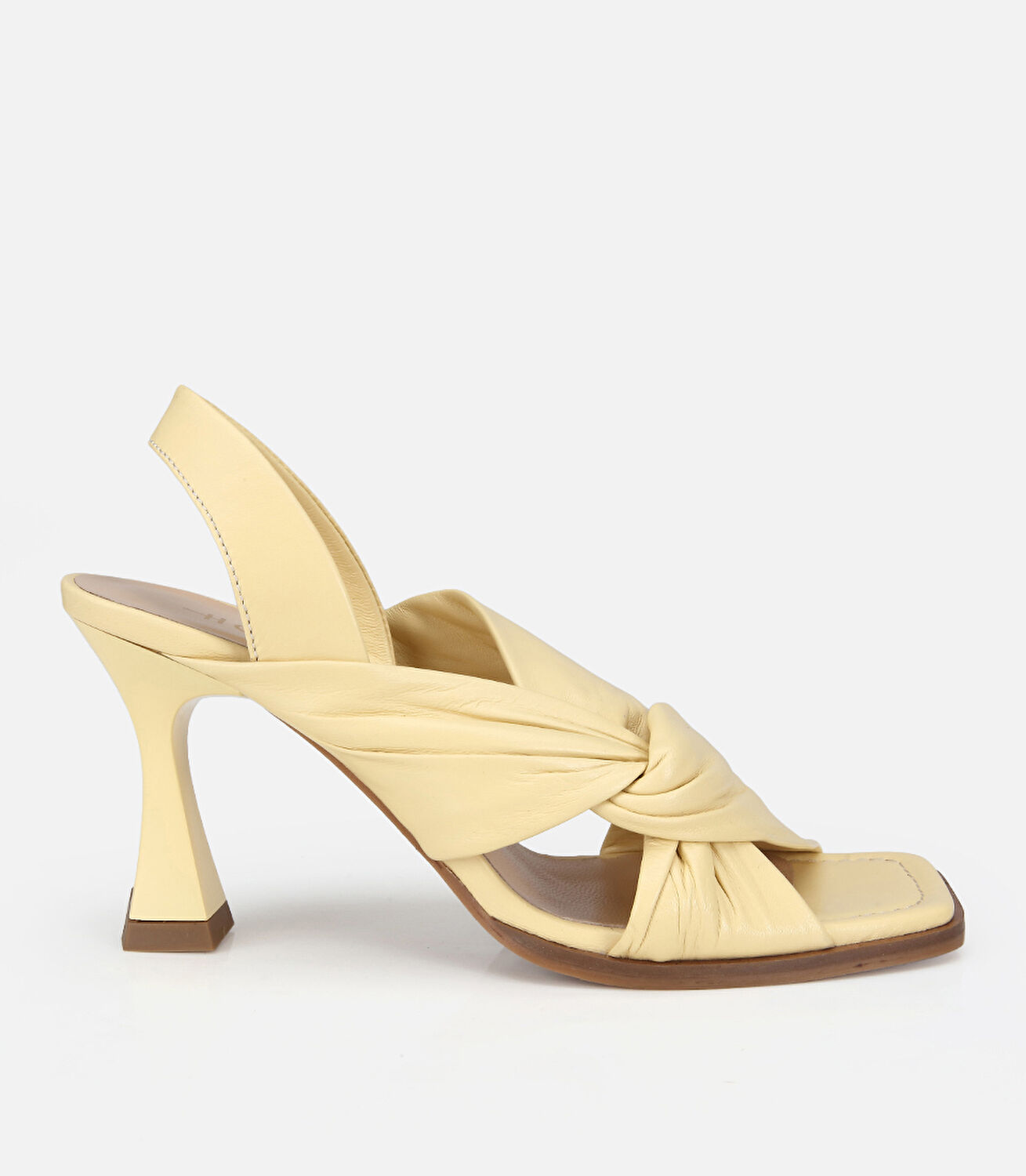 Kadın Deri Sarı Arkası Açık Topuklu Sandalet