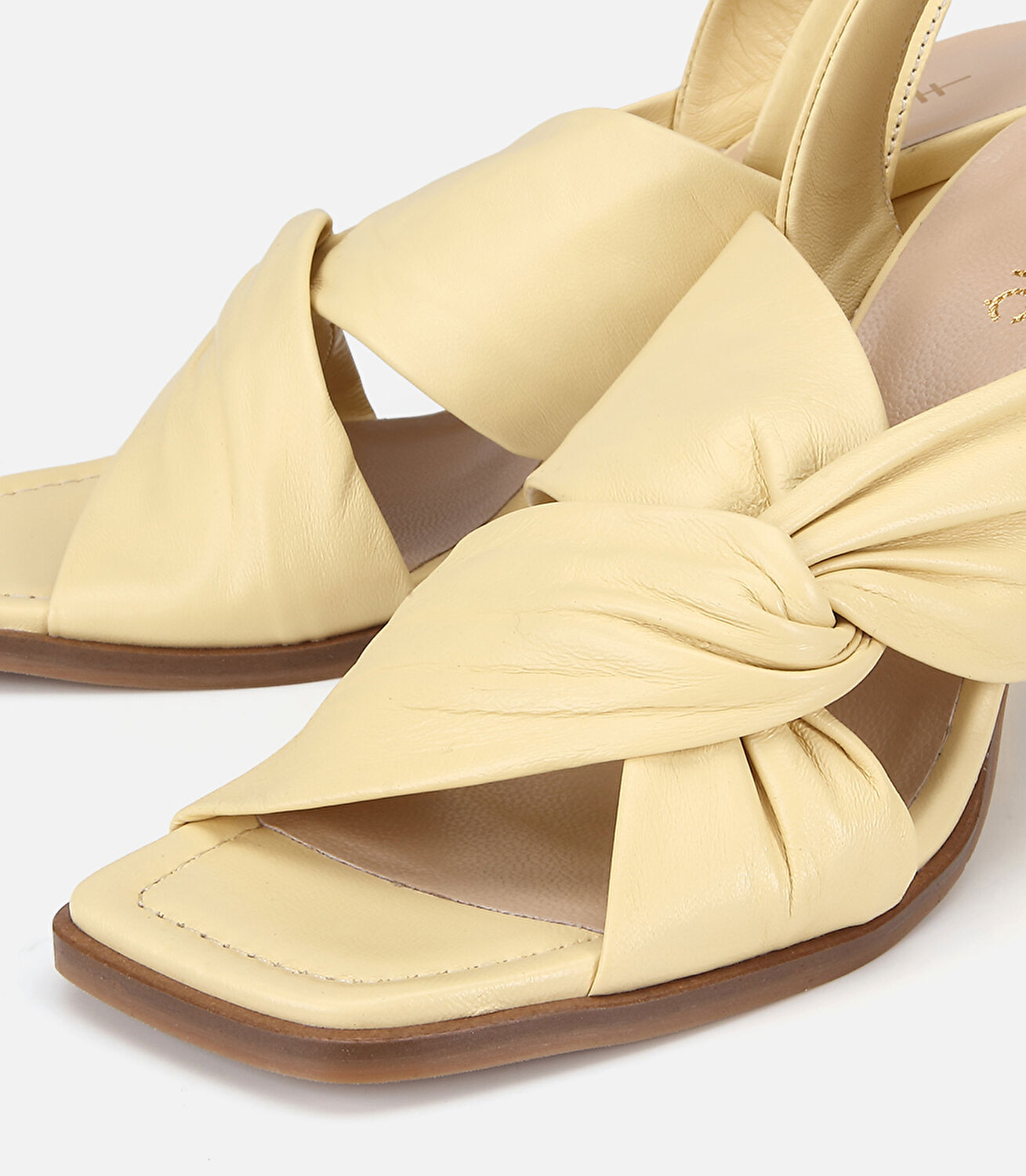 Kadın Deri Sarı Arkası Açık Topuklu Sandalet