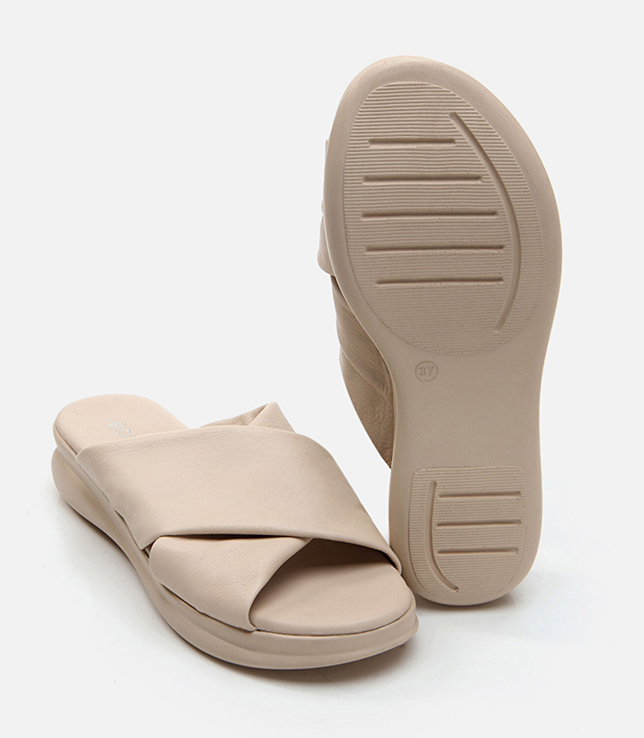 Kadın Deri Ekru Terlik