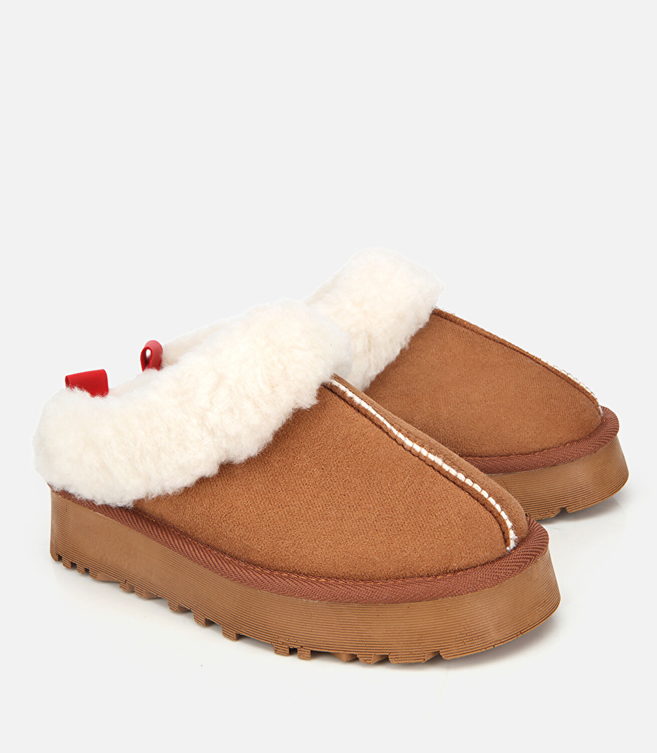 Kadın Süet Taba İçi Kürklü Düz Terlik