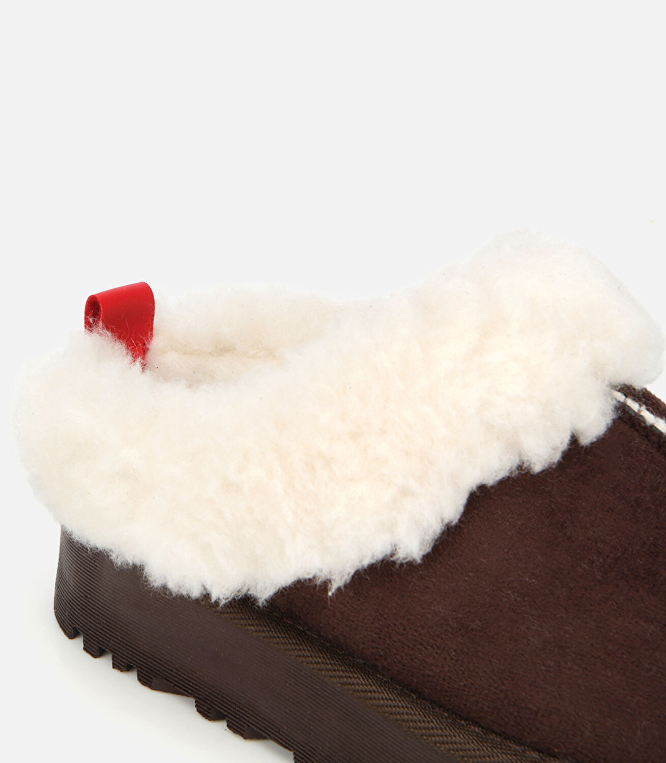 Kadın Süet Kahverengi İçi Kürklü Düz Terlik