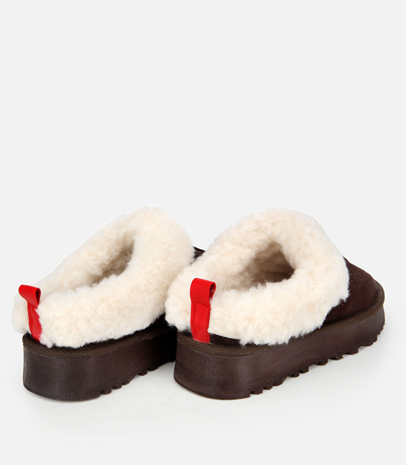 Kadın Süet Kahverengi İçi Kürklü Düz Terlik