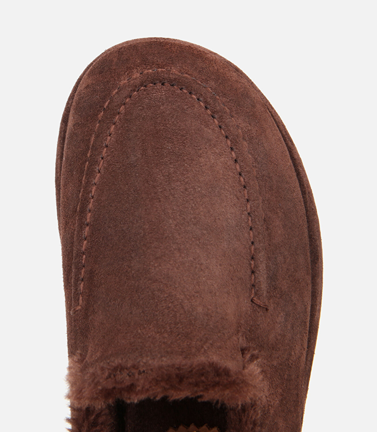 Kadın Süet Deri Kahverengi İçi Kürklü Düz Günlük Terlik