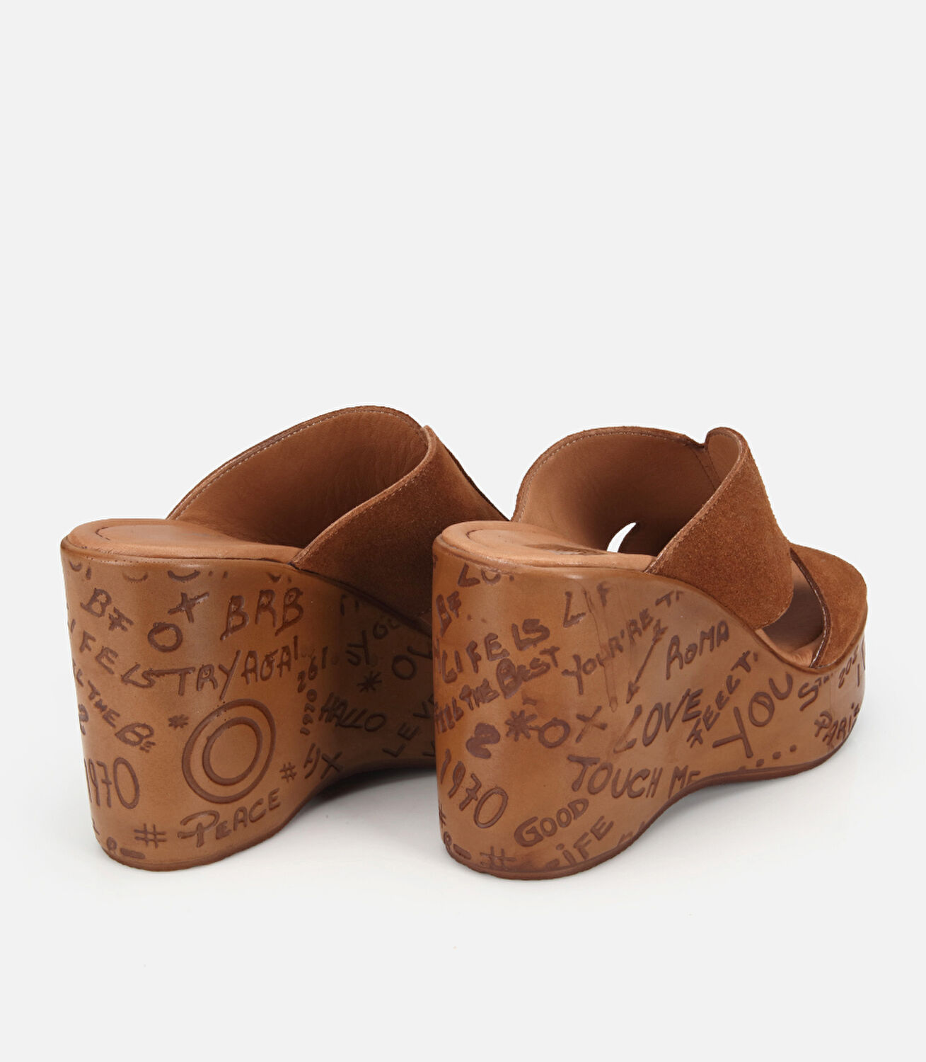 Kadın Deri Taba Burnu Açık Kalın Tabanlı Terlik