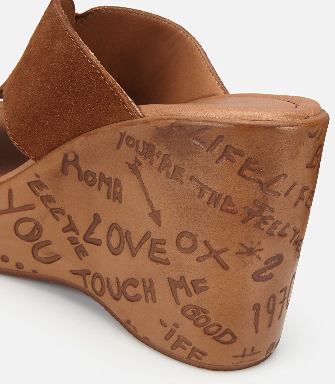 Kadın Deri Taba Burnu Açık Kalın Tabanlı Terlik