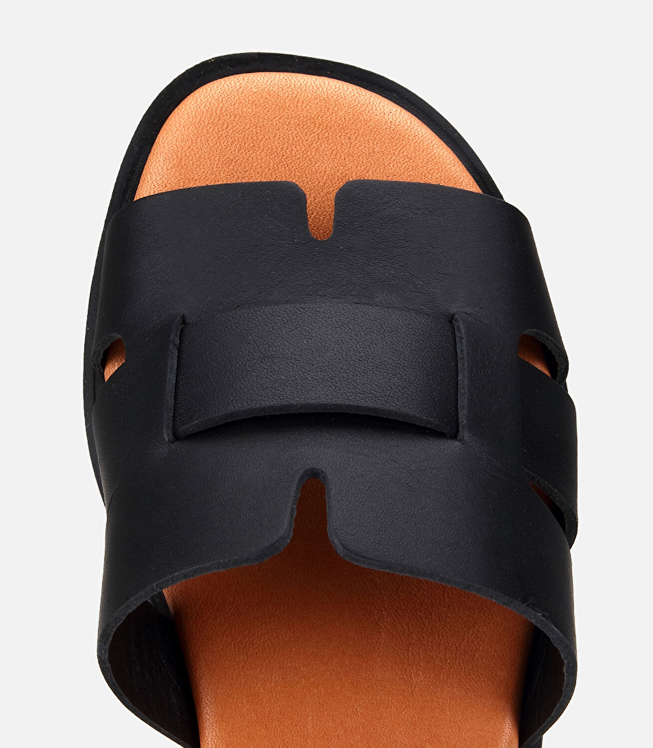 Kadın Deri Siyah Yumuşak Dokulu Düz Terlik